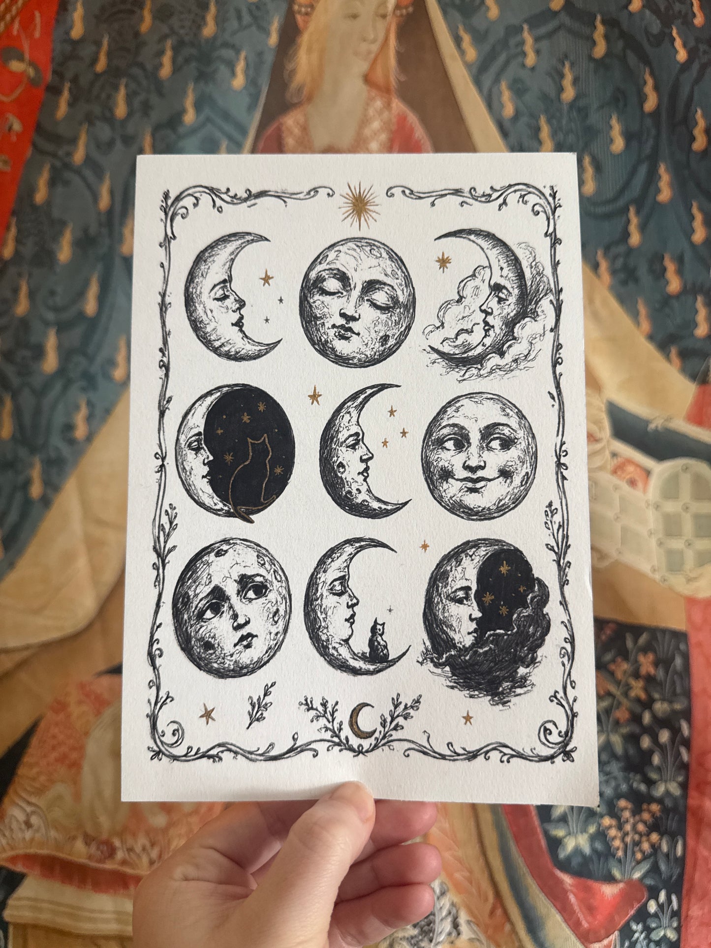 Moon Faces Illustration A5 Print