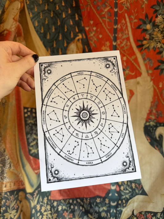 Astrology Wheel A5 Original Illustration Print