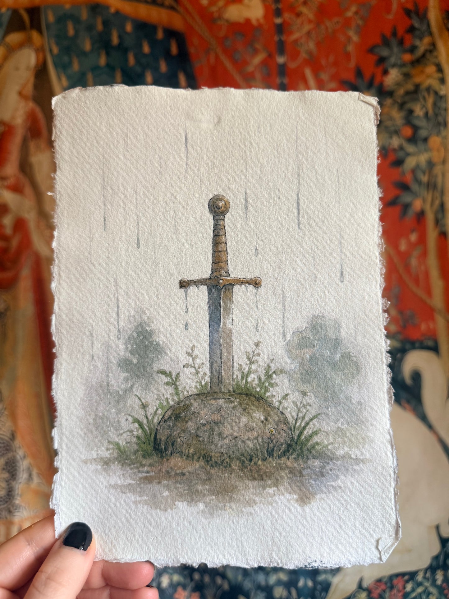 "Excalibur" Original Watercolour Illustration A5