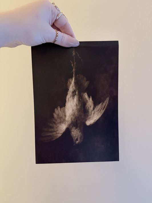 Hanging Bird A5 Oil Painting Art Print