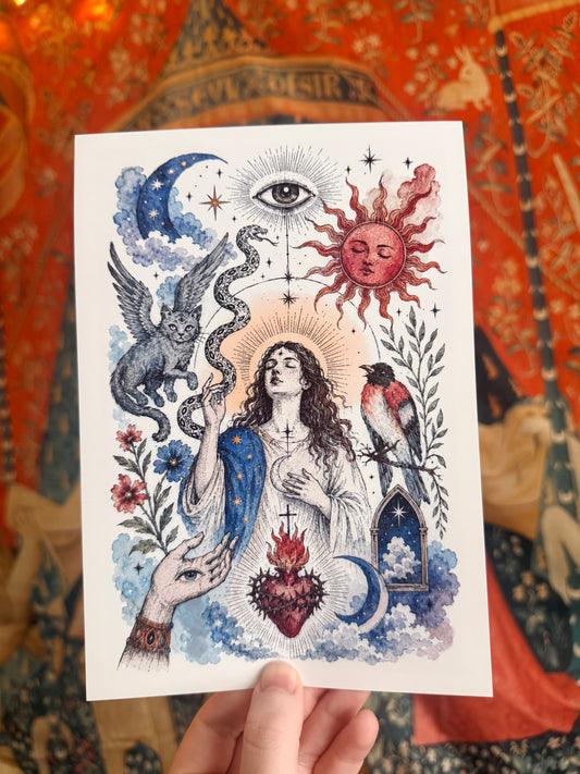 Mother Mary Esoteric Illustration Print
