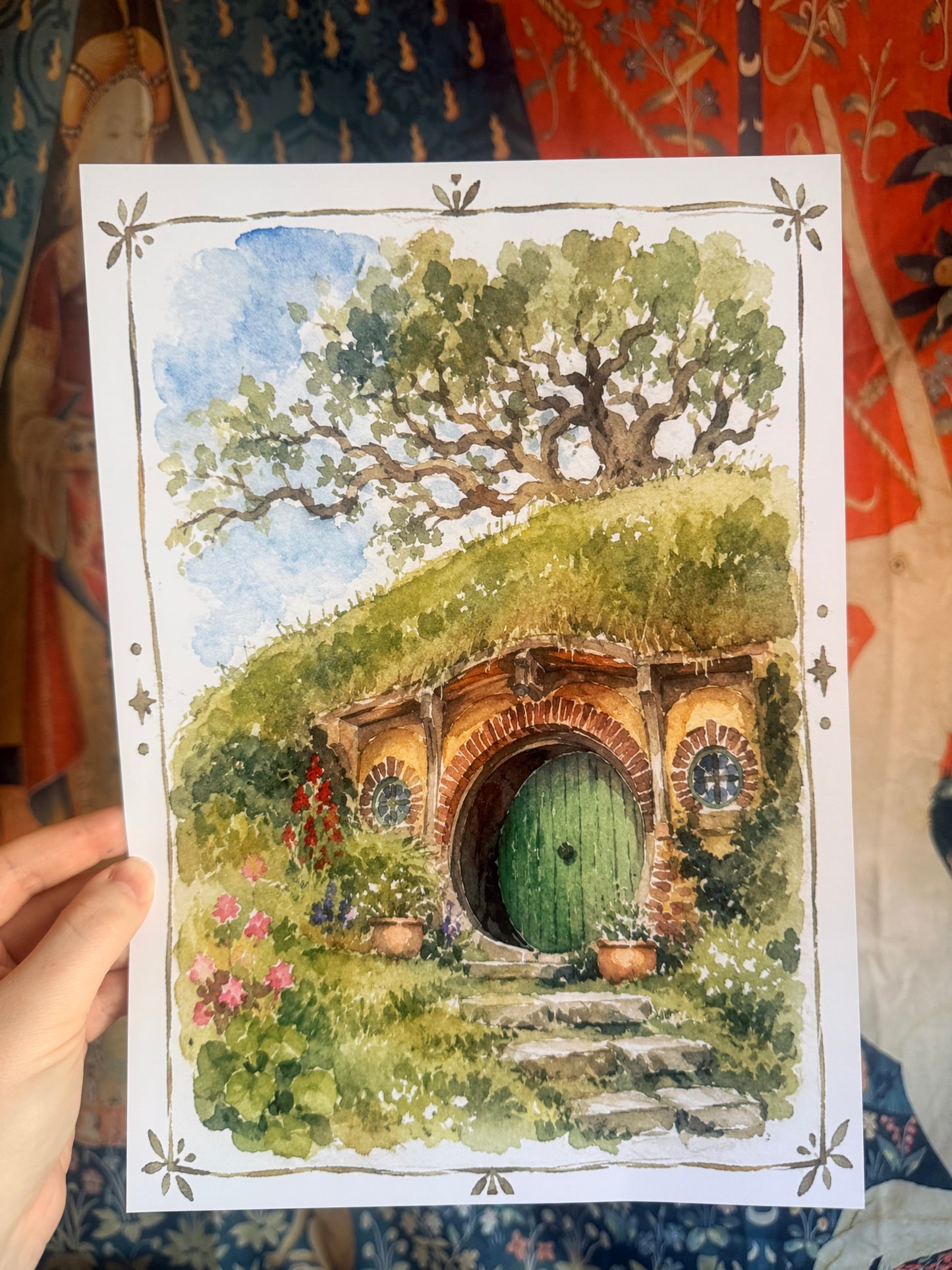 Hobbiton Watercolour Illustration Print A4 or A5