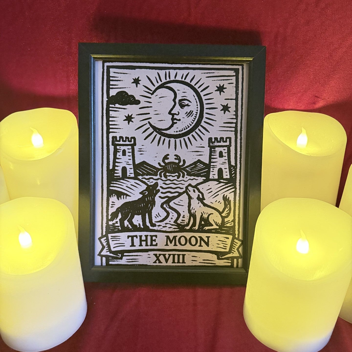 Moon Tarot Card A5 Woodcut Art Print