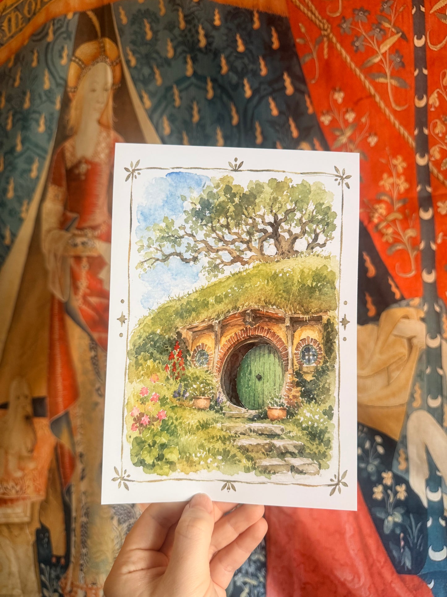 Hobbiton Watercolour Illustration Print A4 or A5