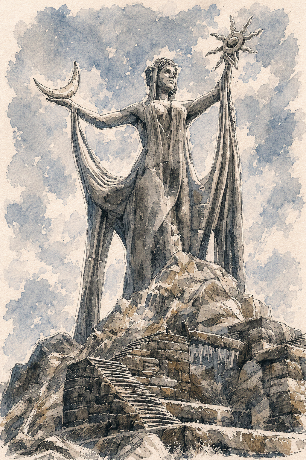 Fantasy Shrine (Azura) Statue Print A5