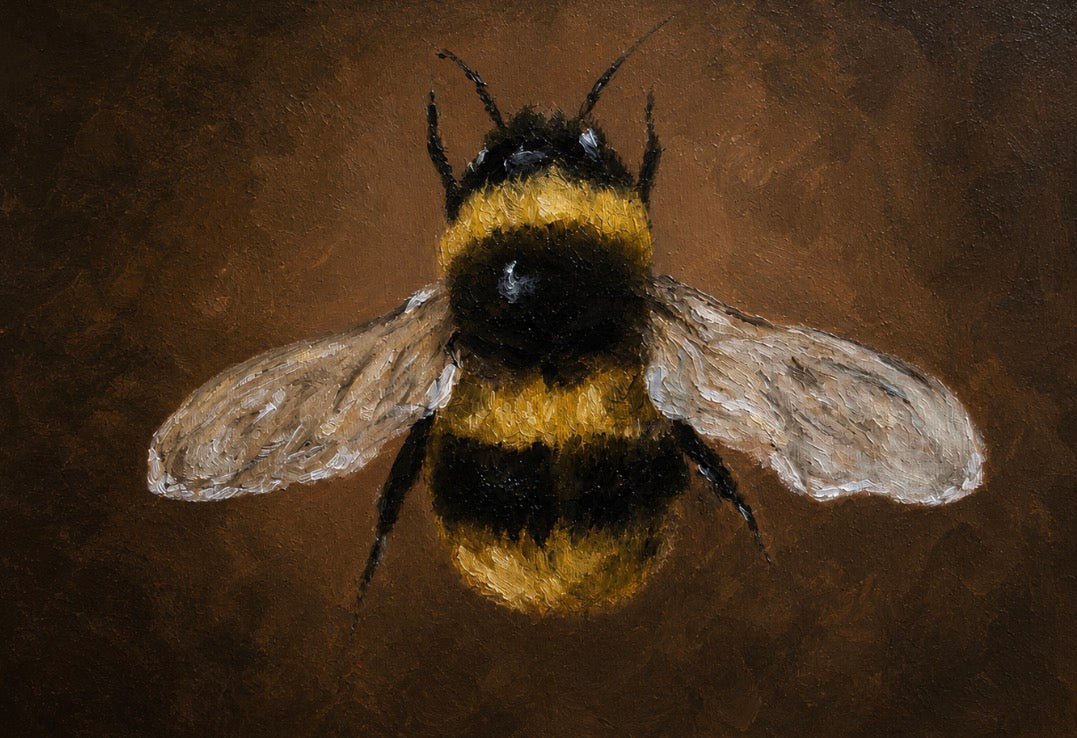 "Apis Aurea" Original Oil Painting on Canvas Board