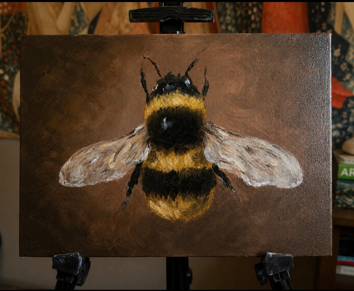 "Apis Aurea" Original Oil Painting on Canvas Board