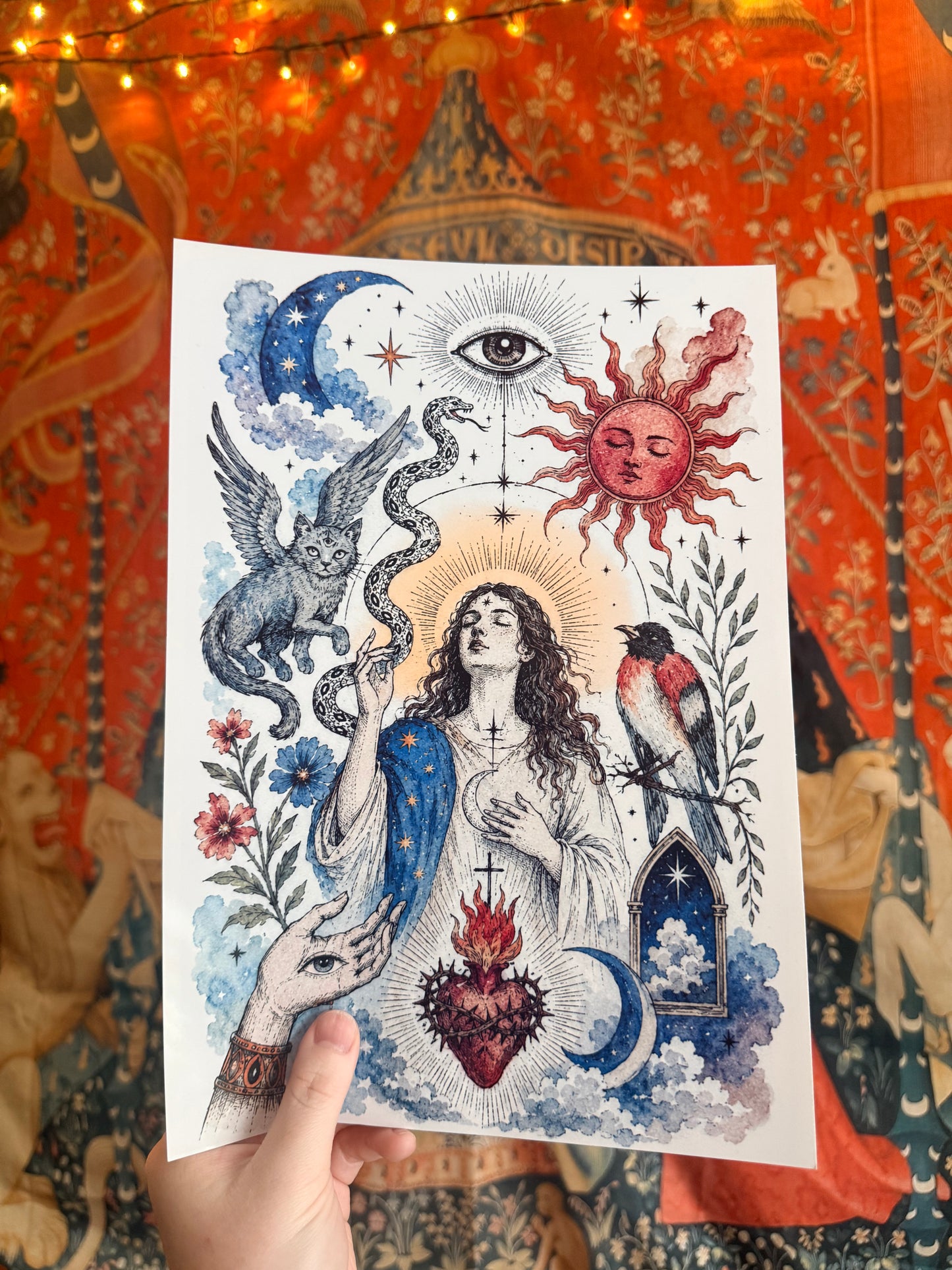 Mother Mary Esoteric Illustration Print