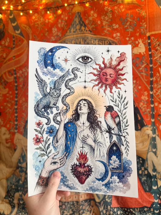 Mother Mary Esoteric Illustration Print