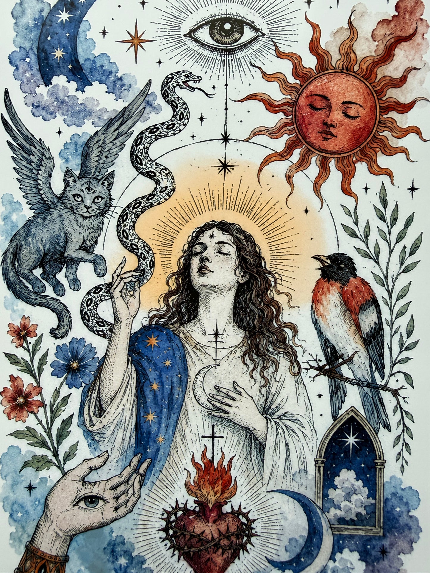 Mother Mary Esoteric Illustration Print