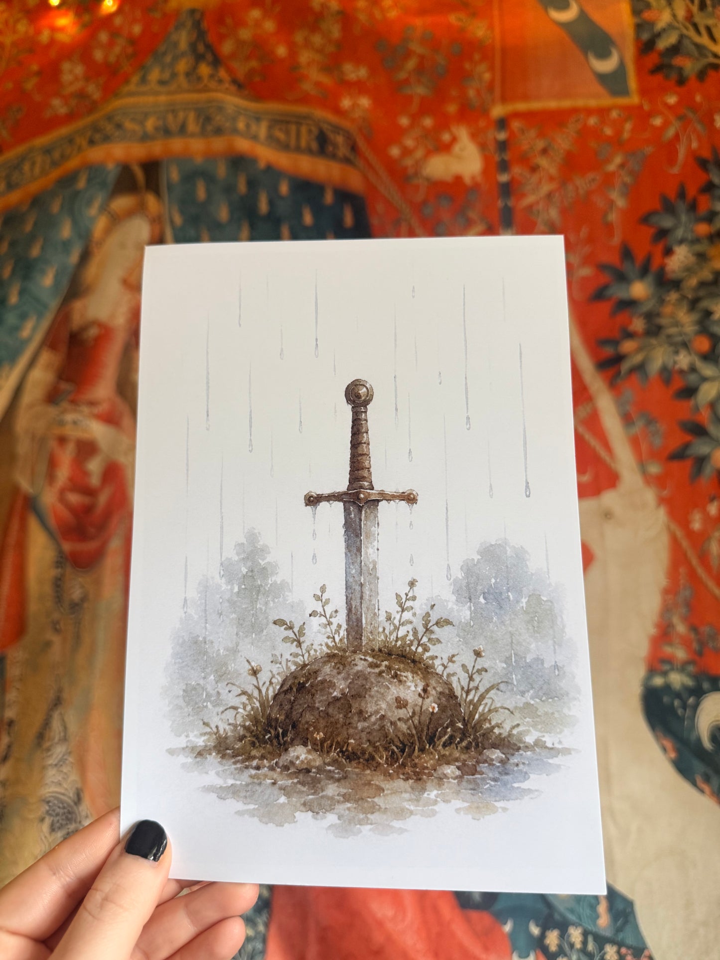 "Excalibur" Original Watercolour Illustration A5 Print