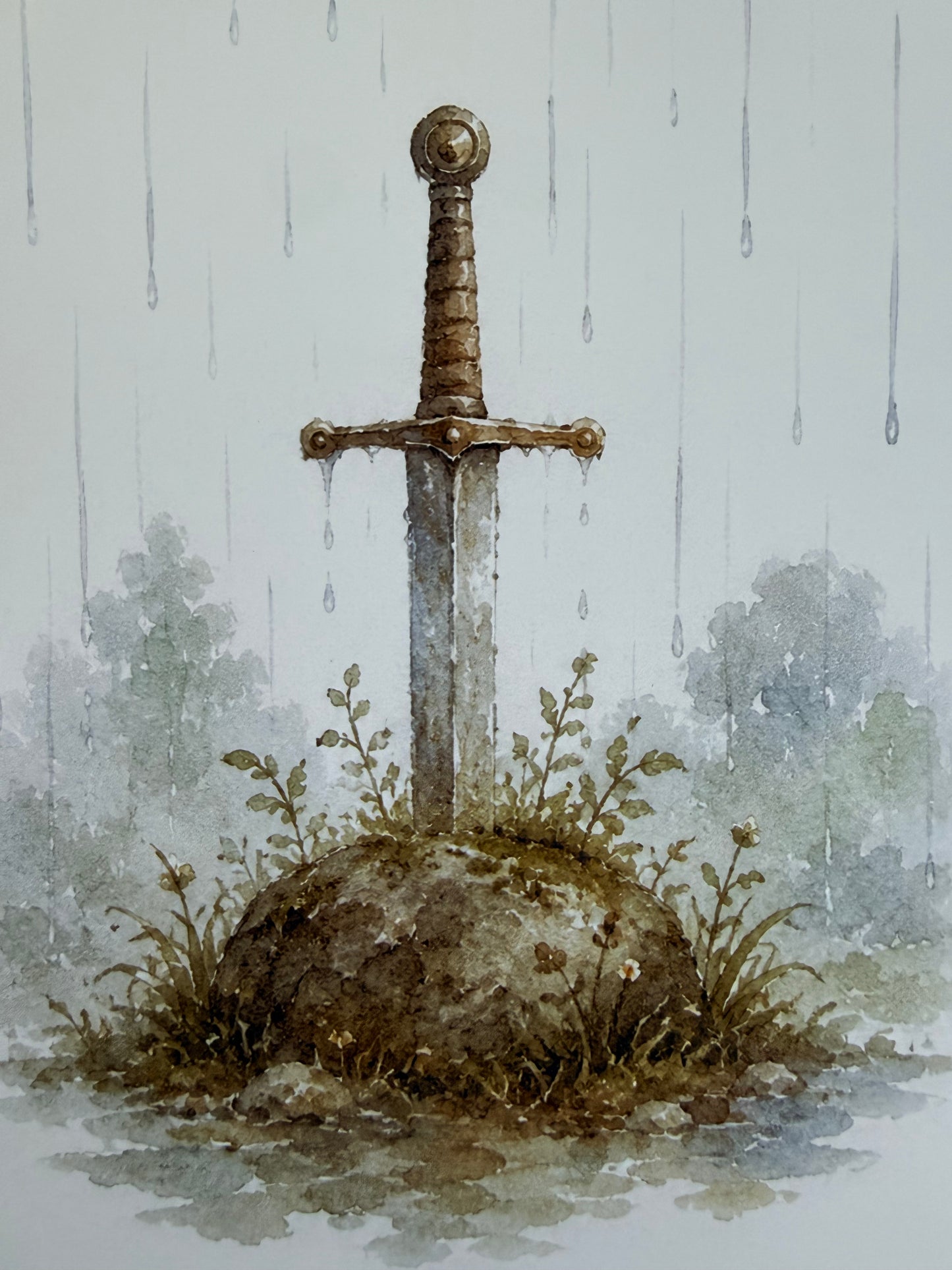 "Excalibur" Original Watercolour Illustration A5 Print