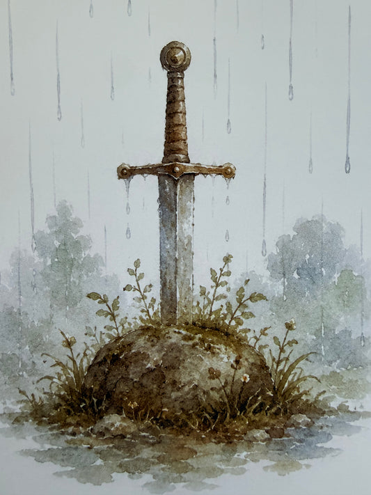 "Excalibur" Original Watercolour Illustration A5 Print