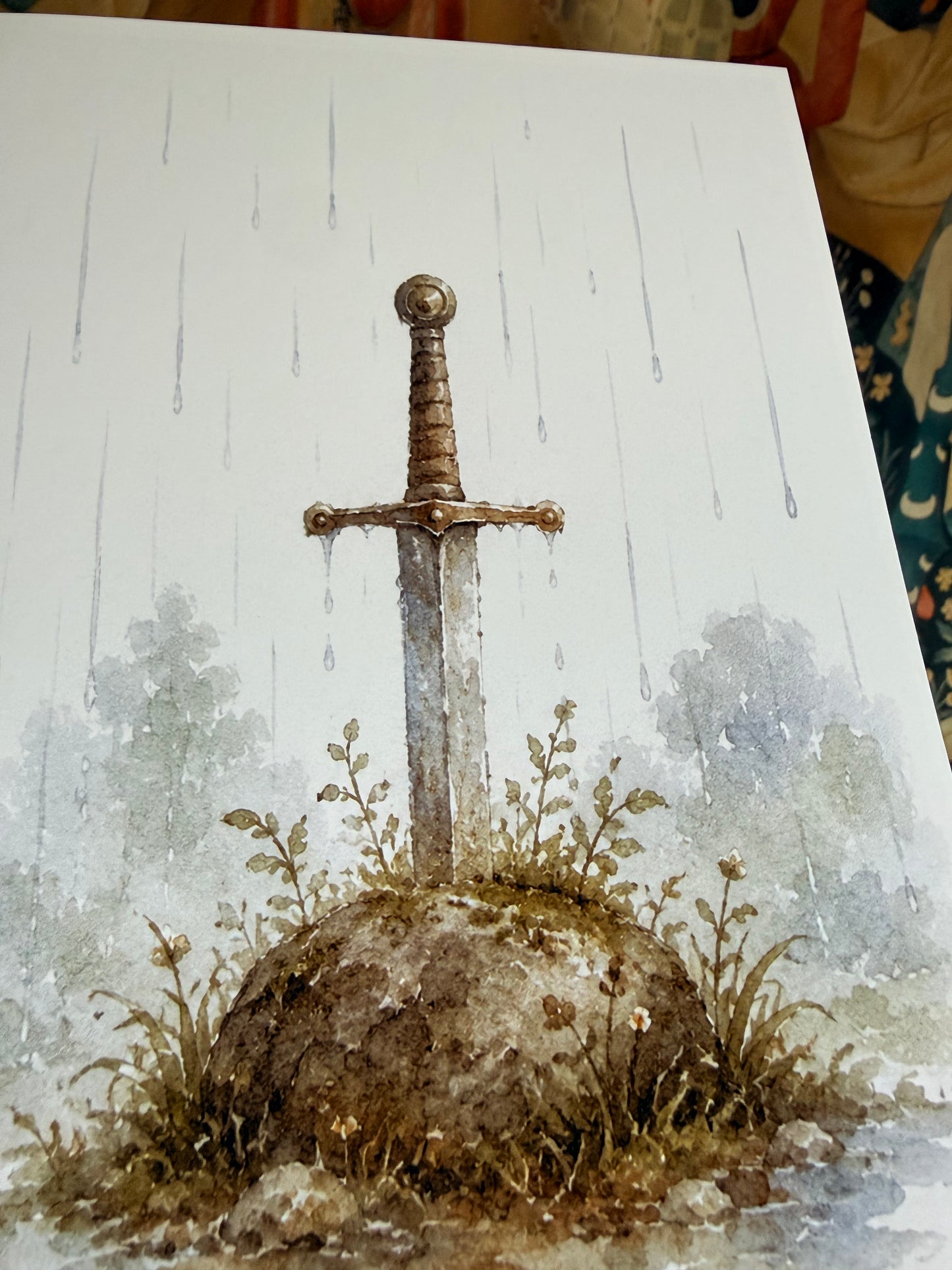"Excalibur" Original Watercolour Illustration A5 Print