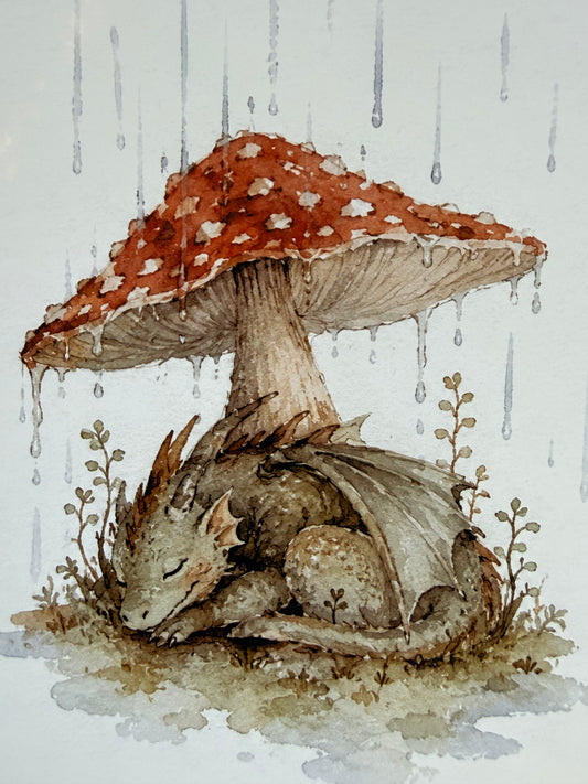 "Draco in Imbre" Original Watercolour Illustration A5 Print
