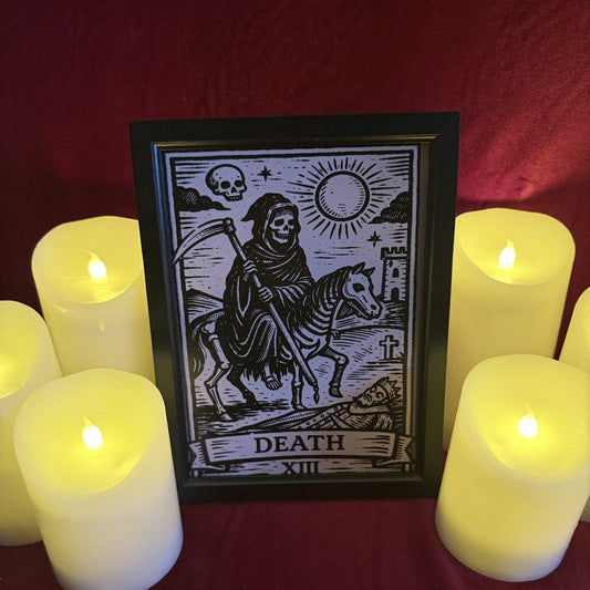 Death Tarot Card A5 Woodcut Art Print