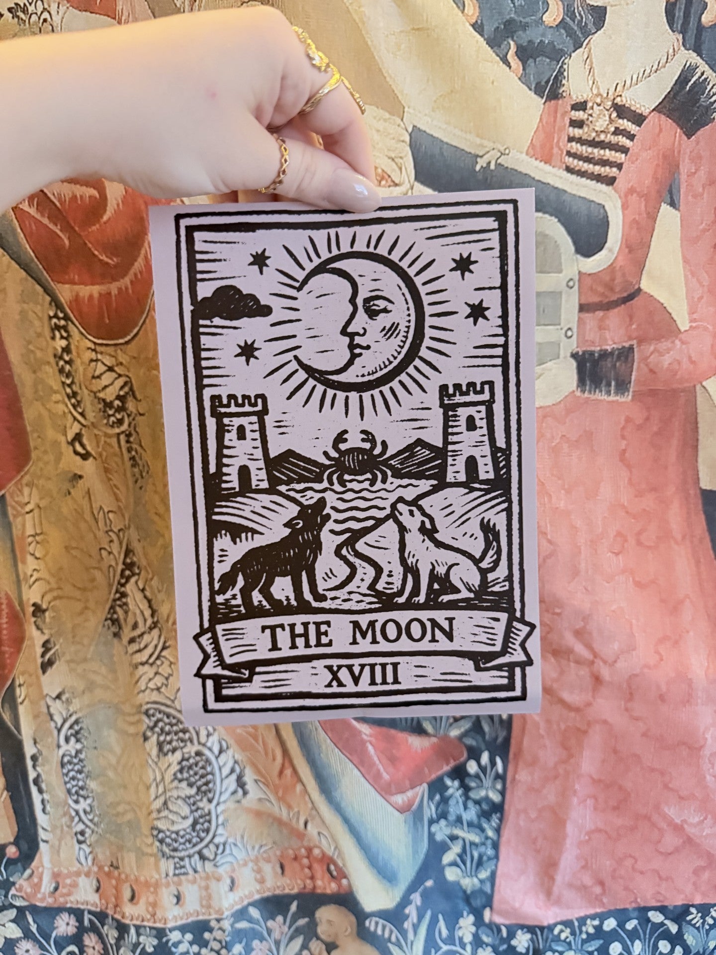 Moon Tarot Card A5 Woodcut Art Print