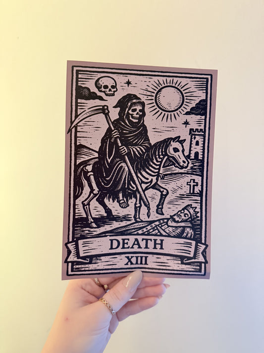 Death Tarot Card A5 Woodcut Art Print